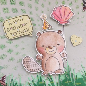 Biglietto di auguri Compleanno lontra con palloncino greeting card birthday
