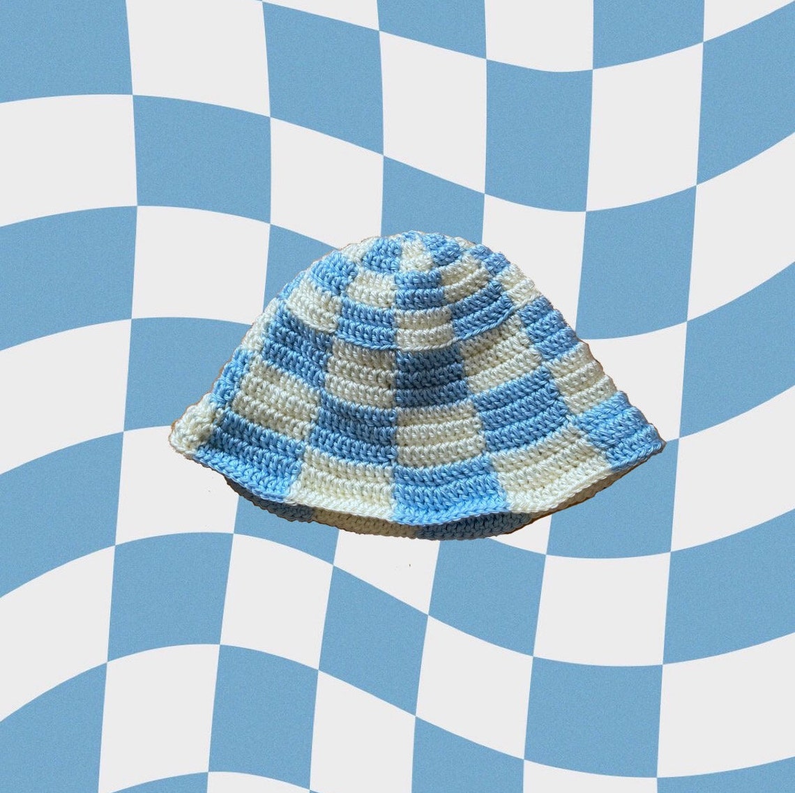 Handmade custom crocheted checkered bucket hat Etsy
