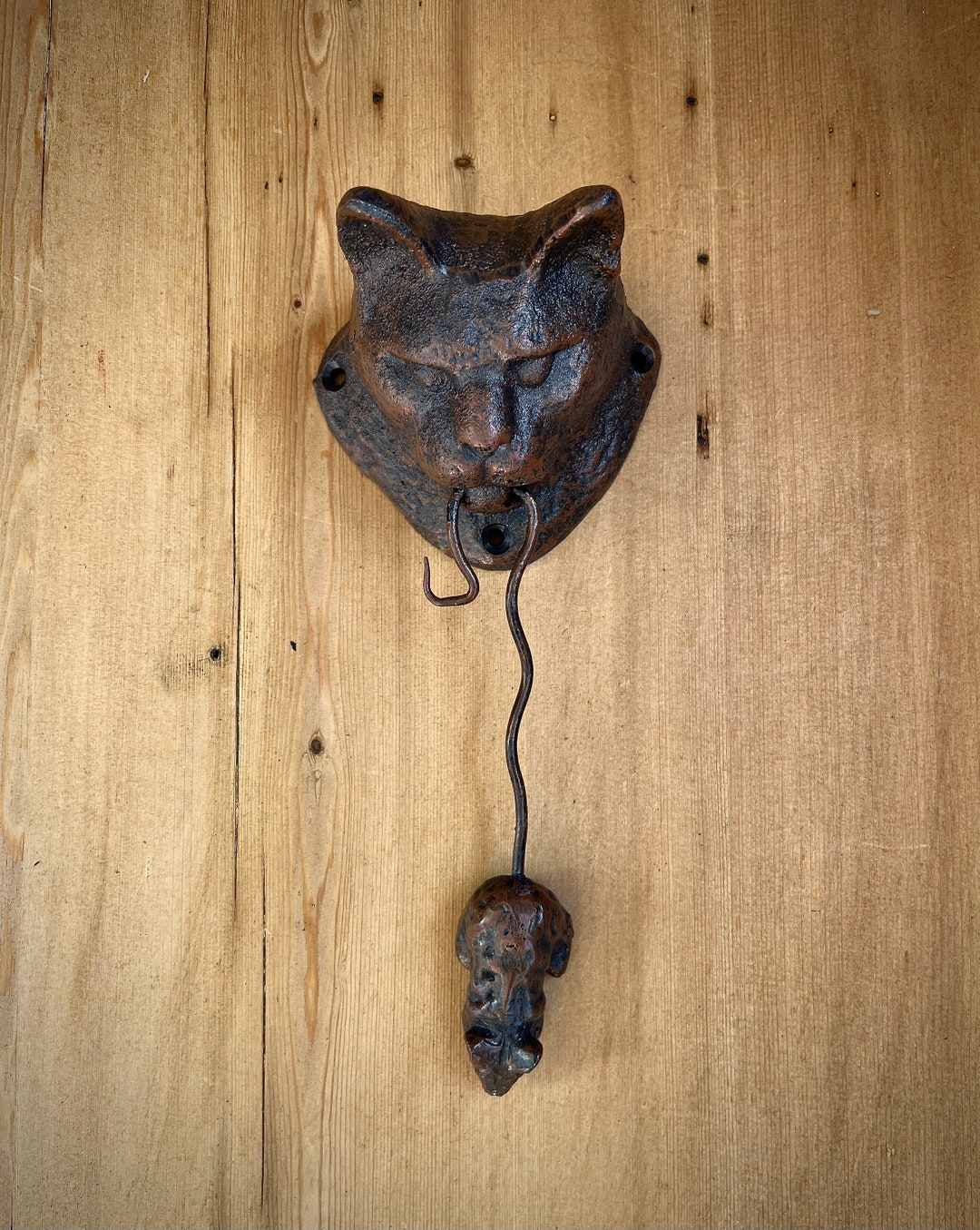 Cast Iron Cat and Mouse Door Knocker Etsy UK