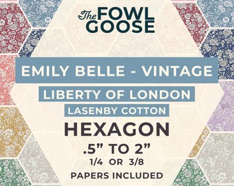 Liberty Fabric Hexagon Set: Emily Belle Vintage Palette in Lasenby Cotton, English Paper Piecing