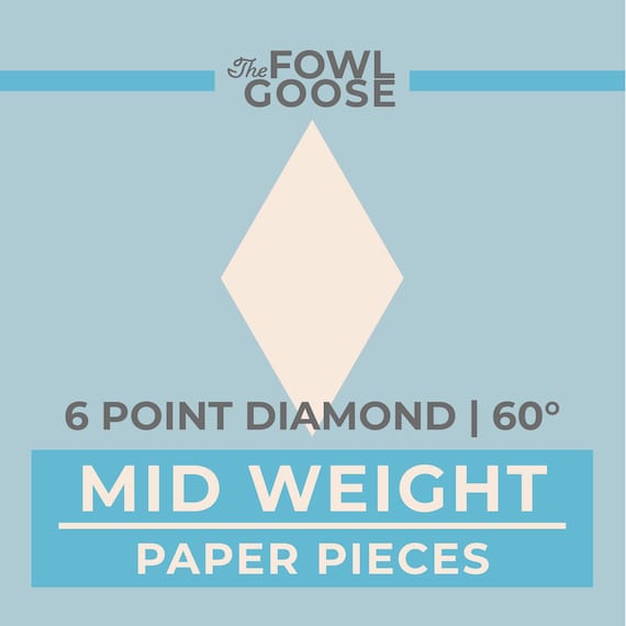 Diamond 6 point 60 Degree Paper Pieces | English Paper Piecing EPP, Mid Weight Cardstock
