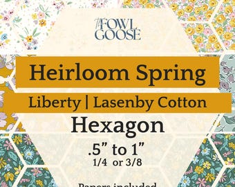 Liberty Fabric Hexagon Set: Heirloom Spring in Lasenby Cotton, English Paper Piecing