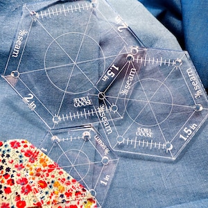 Set of 3 Hexagon Acrylic Template for EPP | Acrylic for Hexies 1/4 and 3/8 Seam | English Paper Piecing Quilt | EPP FPP
