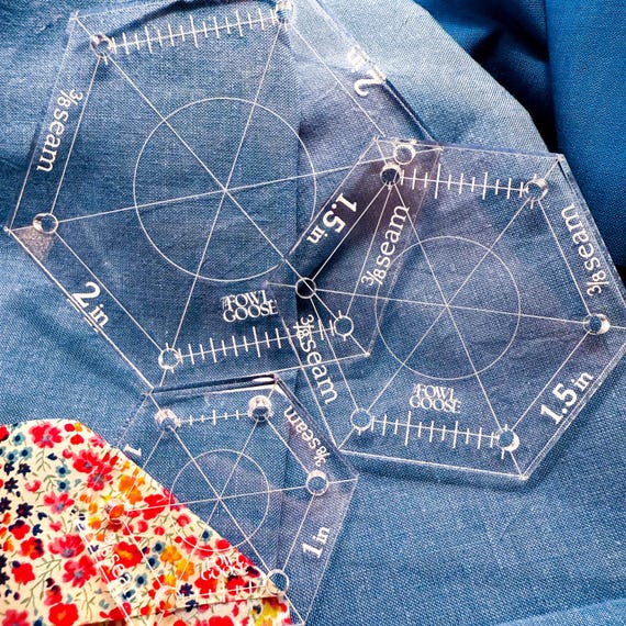 Acrylic Hexagon EPP Template Set: 1in, 1.5in, 2in - 1/8" Thick