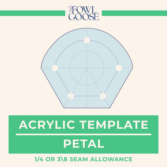 Petal Acrylic EPP Template: 1/4 & 3/8 Seam Allowance