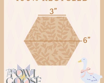 3 inch Hexagon Paper Pieces Recycled Cardstock | 3" English Paper Piecing EPP | FPP | Quilt Hexies