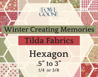 EPP Hexie in Winter Memories Christmas Set of 50 Tilda Fabrics | Hexagon 1/4 or 3/8 | English Paper Piecing Quilt | EPP FPP