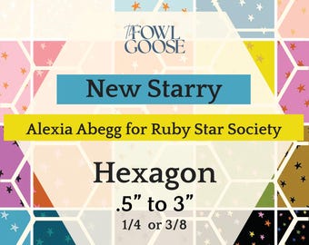 EPP Hexie in New Starry Set of 50 Ruby Star Society Fabric | Hexagon 1/4 or 3/8 | English Paper Piecing Quilt | EPP FPP