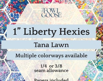 1" Liberty Tana Lawn Hexie Set: 1 inch English Paper Piecing Mix (50pc)