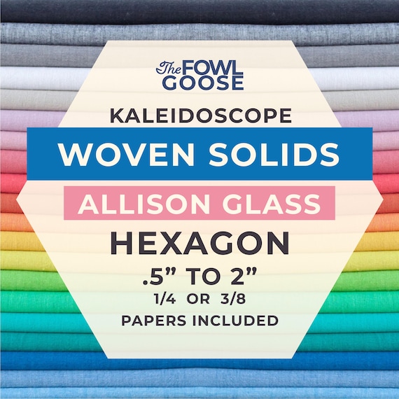 Woven Solid Colors Fabric Hexagon Set of 60: Rainbow Pack, English Paper Piecing