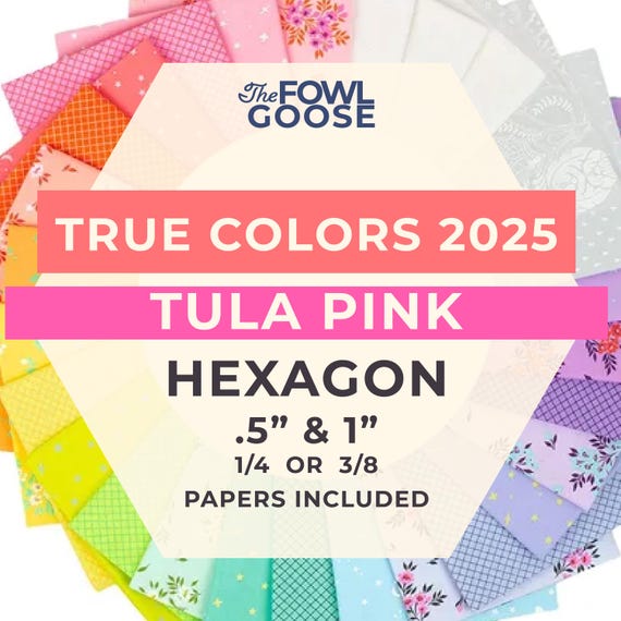 Tula Pink True Colors Fabric Hexagon Set of 50: Floral, English Paper Piecing
