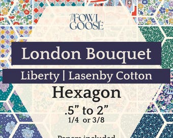 Liberty Fabric Hexagon Set: London Bouquet in Lasenby Cotton, English Paper Piecing
