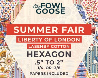 Liberty Fabric Hexagon Set: Summer Fair in Lasenby Cotton, English Paper Piecing