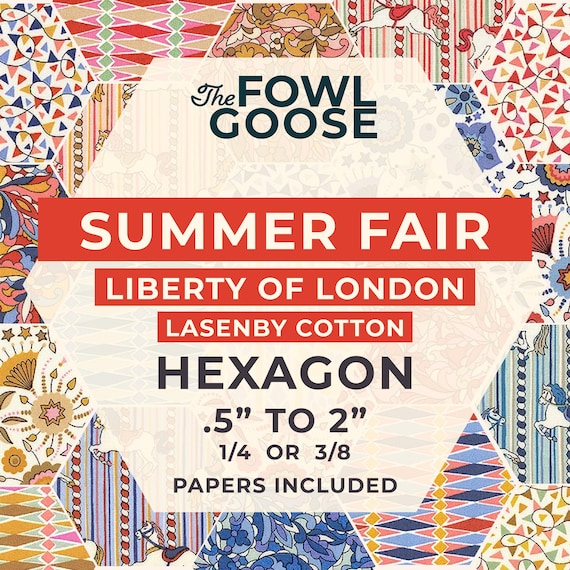 Liberty Fabric Hexagon Set: Summer Fair in Lasenby Cotton, English Paper Piecing