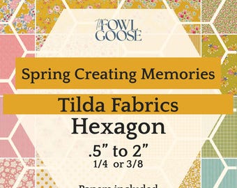 Spring Memories EPP Hexie Set of 48 | Tilda Fabrics, English Paper Piecing