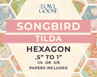Songbird EPP Hexie Set of 60 | Tilda Fabrics, English Paper Piecing