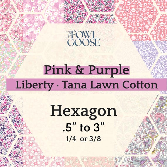 Liberty Tana Lawn Hexie Set: Pink & Purple EPP Quilting - 1/4 or 3/8 Inch