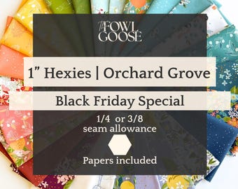 Orchard Grove Fabric Hexagon Set of 50: Floral, English Paper Piecing