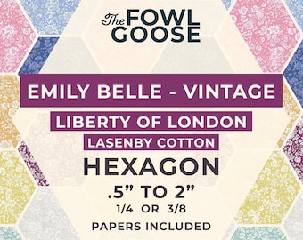 Liberty Fabric Hexagon Set: Emily Belle Jewel Tone in Lasenby Cotton, English Paper Piecing