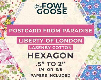 Liberty Fabric Hexagon Set: Postcard from Paradise in Lasenby Cotton, English Paper Piecing