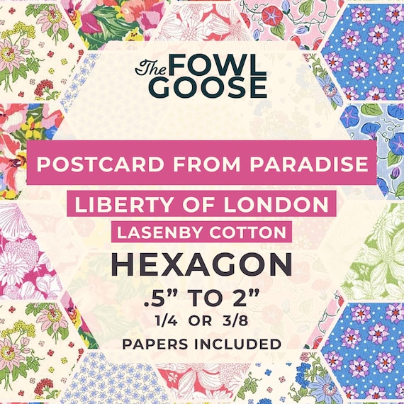 Liberty Fabric Hexagon Set: Postcard from Paradise in Lasenby Cotton, English Paper Piecing