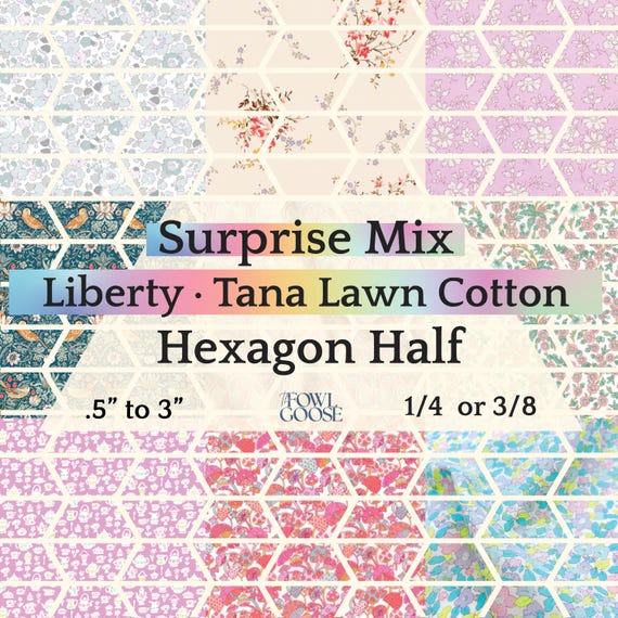 Liberty Tana Lawn Hexie Halves: English Paper Piecing Set of 50