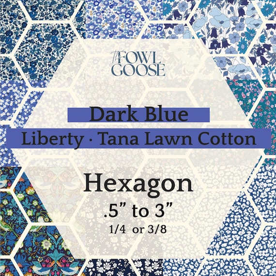 Liberty Tana Lawn Hexie Set: Dark Blue EPP Quilt Pieces