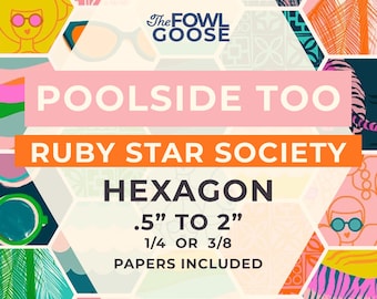 EPP Hexie Set: Poolside Too Ruby Star Society Fabric - English Paper Piecing