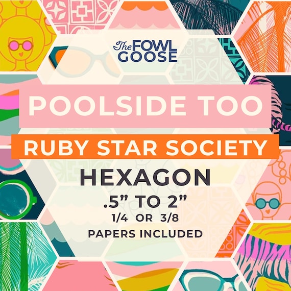 EPP Hexie Set: Poolside Too Ruby Star Society Fabric - English Paper Piecing