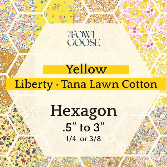 Liberty Tana Lawn Hexie Set: Yellow English Paper Piecing - 1/4 or 3/8