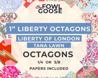 1" Liberty Tana Lawn Octagon Set: 1 inch English Paper Piecing Mix (50pc)