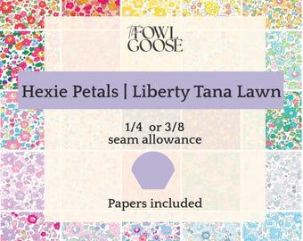 Petals 1" Liberty Tana Lawn Hexie Set: English Paper Piecing Mix (50pc)