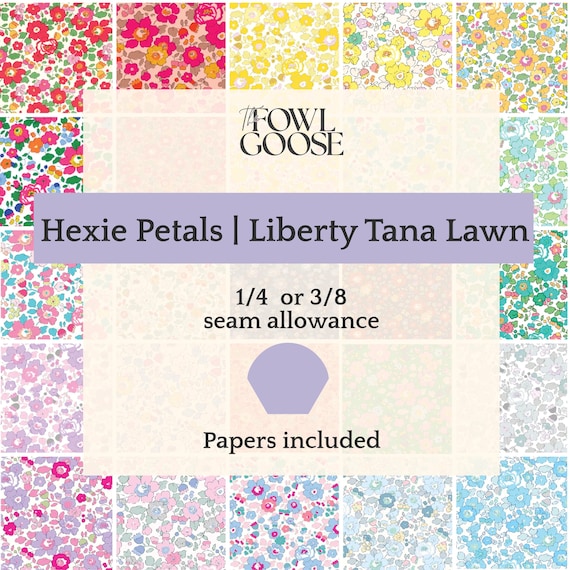 Petals 1" Liberty Tana Lawn Hexie Set: English Paper Piecing Mix (50pc)
