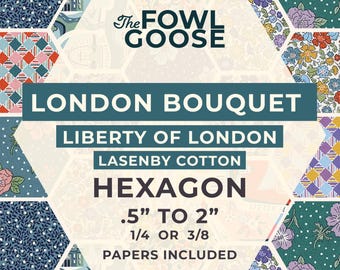 Liberty Fabric Hexagon Set: London Bouquet in Lasenby Cotton, English Paper Piecing