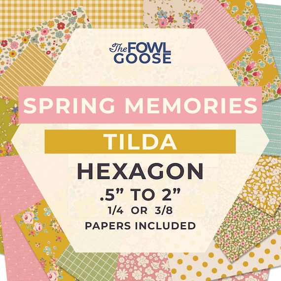 Spring Memories EPP Hexie Set of 64 | Tilda Fabrics, English Paper Piecing