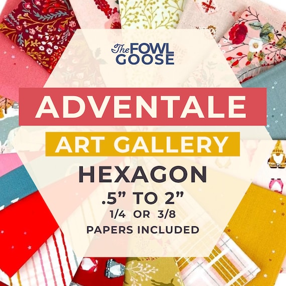 EPP Hexie Set: Adventale Christmas Art Gallery Fabrics, English Paper Piecing