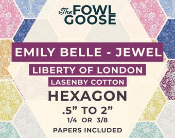 Liberty Fabric Hexagon Set: Emily Belle Jewel Tone in Lasenby Cotton, English Paper Piecing
