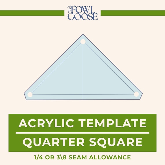 Quarter Square Acrylic EPP Template: 1/4 & 3/8 Seam Allowance