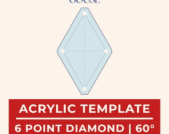 Diamond 6 point 60 Degree Acrylic EPP Template: 1/4 & 3/8 Seam Allowance