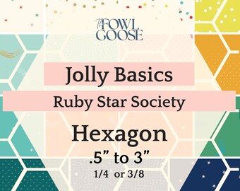 EPP Hexie Set: Ruby Star Society Fabric Jolly Basics, English Paper Piecing