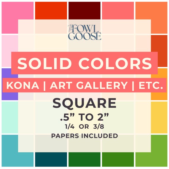 Solid Colors Fabric Square Set of 50: Mystery Pack, English Paper Piecing