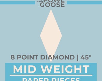 Diamond 8 point 45 Degree Paper Pieces | English Paper Piecing EPP, Mid Weight Cardstock