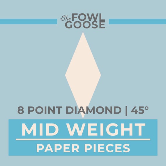 Diamond 8 point 45 Degree Paper Pieces | English Paper Piecing EPP, Mid Weight Cardstock