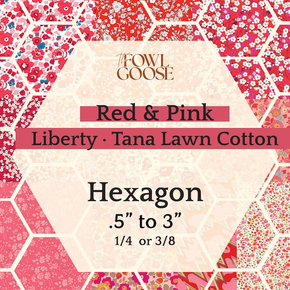 Liberty Tana Lawn Hexie Set: English Paper Piecing Quilt - Red & Pink