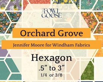 EPP Hexie Orchard Grove Fabric Set: English Paper Piecing, Windham Fabrics