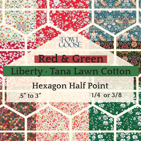 Liberty Tana Lawn Hexie Half Set: English Paper Piecing Quilt - Red & Green
