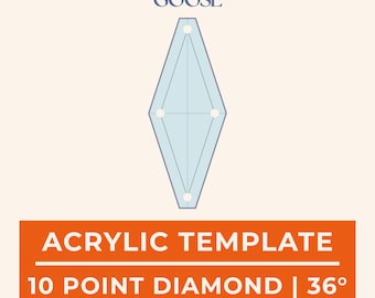 Diamond 10 point 36 Degree Acrylic EPP Template: 1/4 & 3/8 Seam Allowance