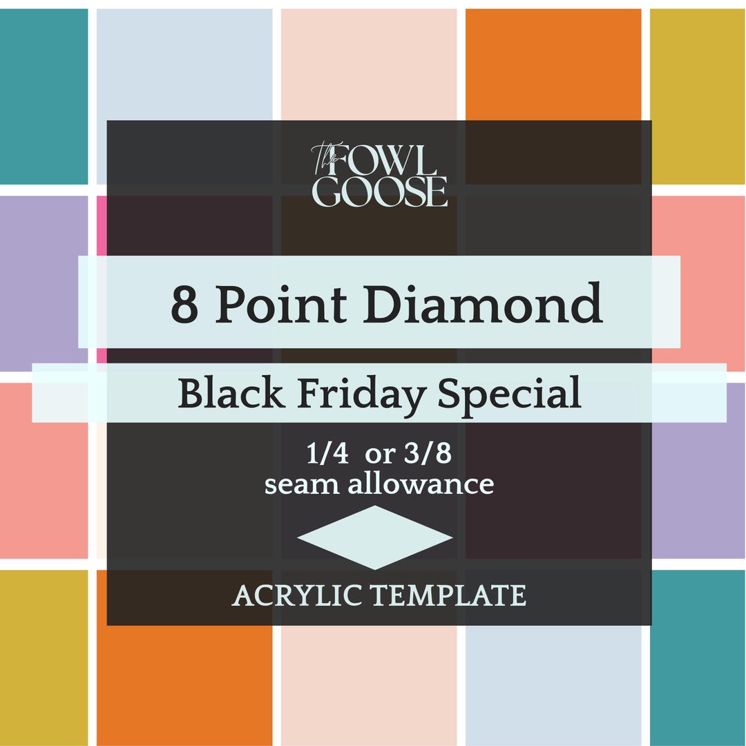 Diamond 8 Point 45 Degree Acrylic EPP Template: 1/4 & 3/8 Seam ...