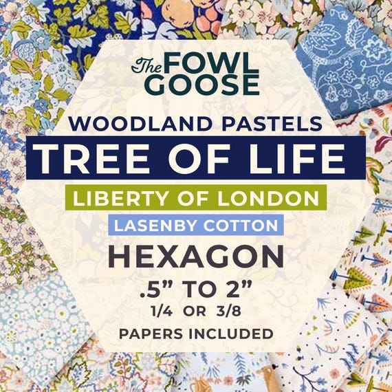 Liberty Fabric Hexie Set: Woodland Pastels Tree of Life - English Paper Piecing
