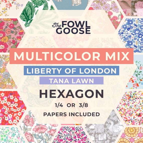Liberty Tana Lawn Hexie Set: English Paper Piecing Quilt - 50 Multicolor Hexagons